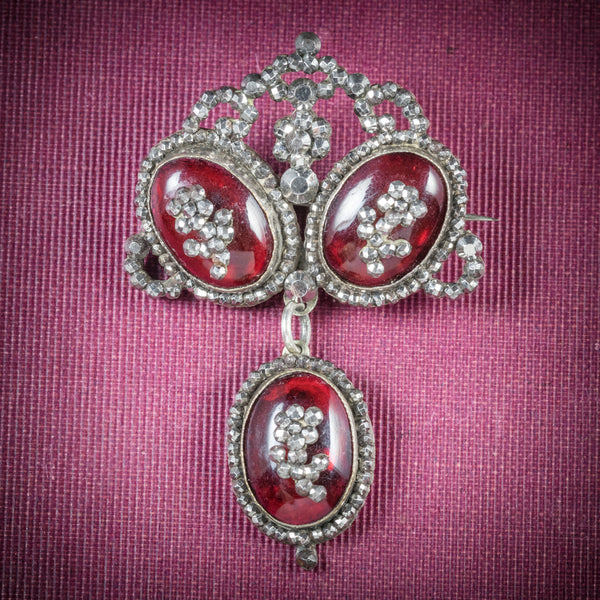 Antique Georgian Garnet Brooch Silver Circa 1780 cover