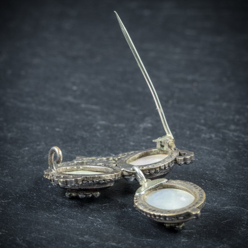 Antique Georgian Garnet Brooch Silver Circa 1780 pin up