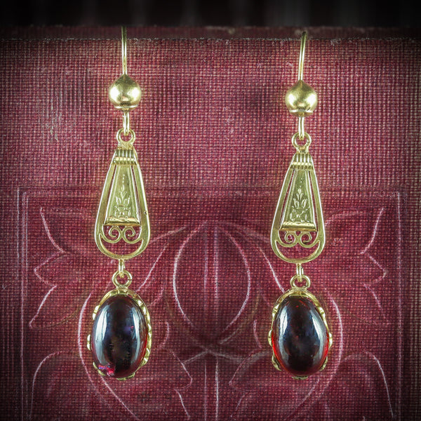 ANTIQUE GEORGIAN GARNET EARRINGS 18CT GOLD CIRCA 1800 COVER