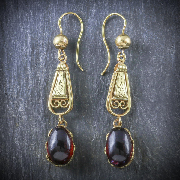ANTIQUE GEORGIAN GARNET EARRINGS 18CT GOLD CIRCA 1800 FRONT