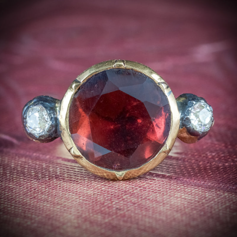 LAELIUS Antiques – Large Cabochon Garnet Victorian Ring