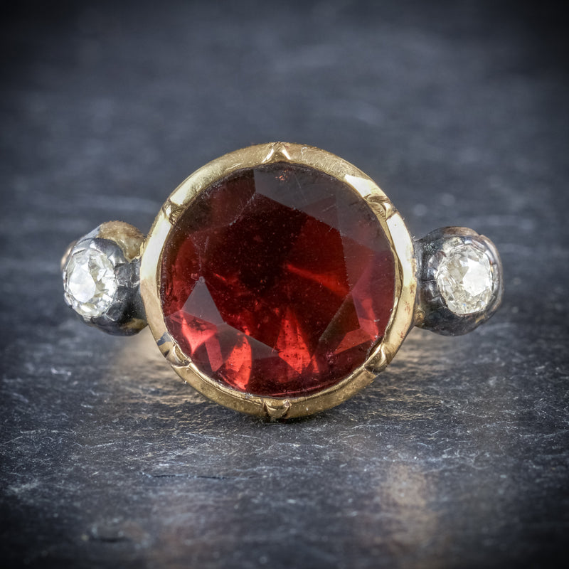 ANTIQUE GEORGIAN GARNET RING 18CT GOLD CIRCA 1800 FRONT