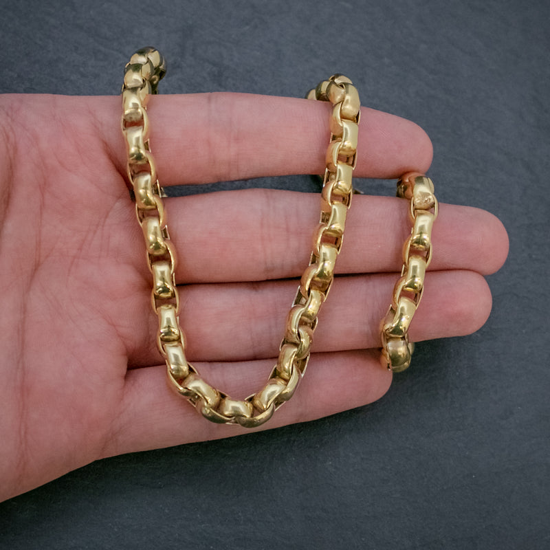 ANTIQUE GEORGIAN GOLD CABLE CHAIN 18CT GOLD ON STERLING SILVER CIRCA 1830 HAND