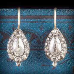 ANTIQUE GEORGIAN PASTE EARRINGS BOXED CIRCA 1800 COVER