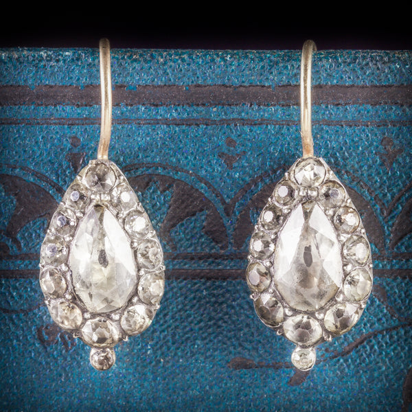 ANTIQUE GEORGIAN PASTE EARRINGS BOXED CIRCA 1800 COVER