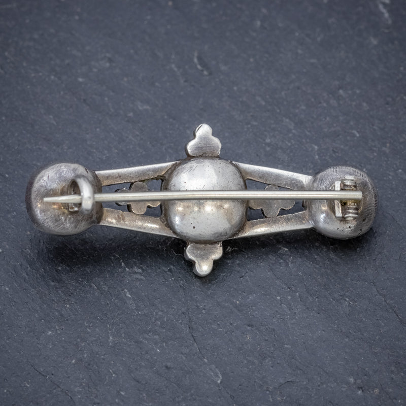 ANTIQUE GEORGIAN PINK PASTE STONE BAR BROOCH SILVER CIRCA 1800 BACK