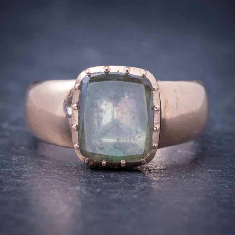 Antique Georgian Ring 18ct Gold Rock Crystal Circa 1780 front