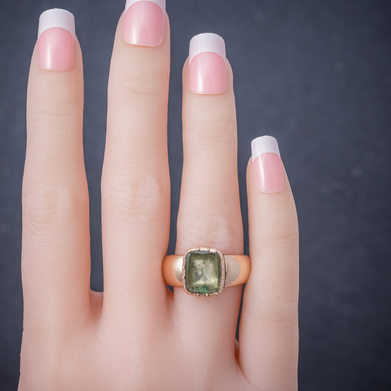 Antique Georgian Ring 18ct Gold Rock Crystal Circa 1780 hand