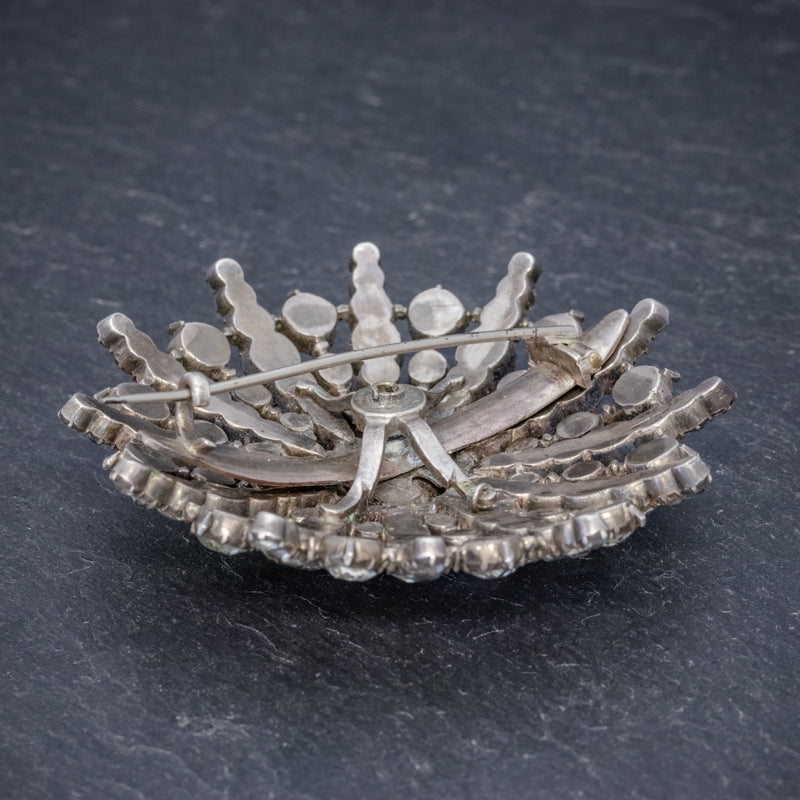 ANTIQUE GEORGIAN STAR BROOCH PASTE STONE SILVER CIRCA 1800 SIDE BACK