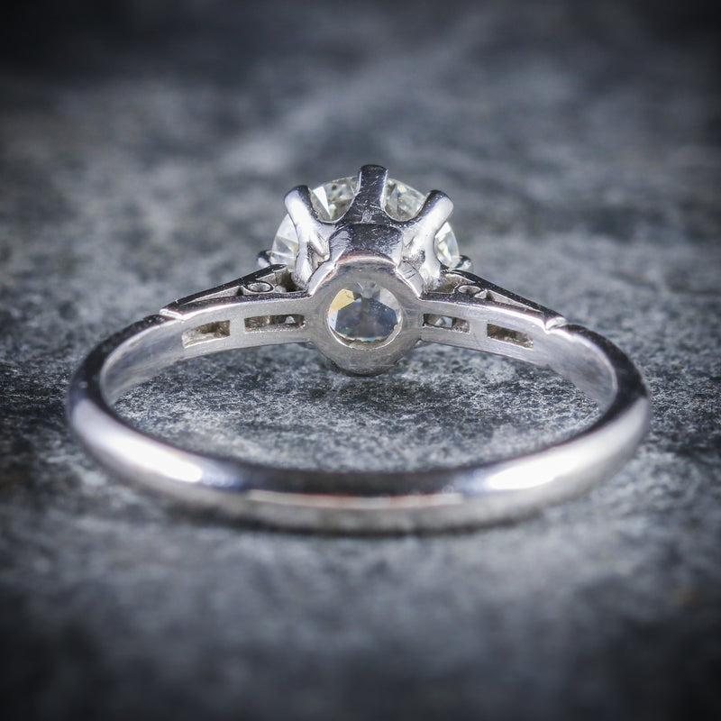 ANTIQUE PLATINUM EDWARDIAN DIAMOND ENGAGEMENT RING 1.48CT BACK