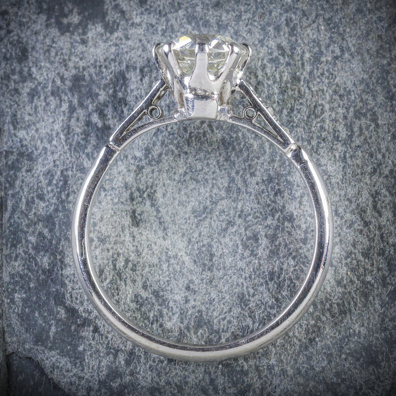 ANTIQUE PLATINUM EDWARDIAN DIAMOND ENGAGEMENT RING 1.48CT TOP