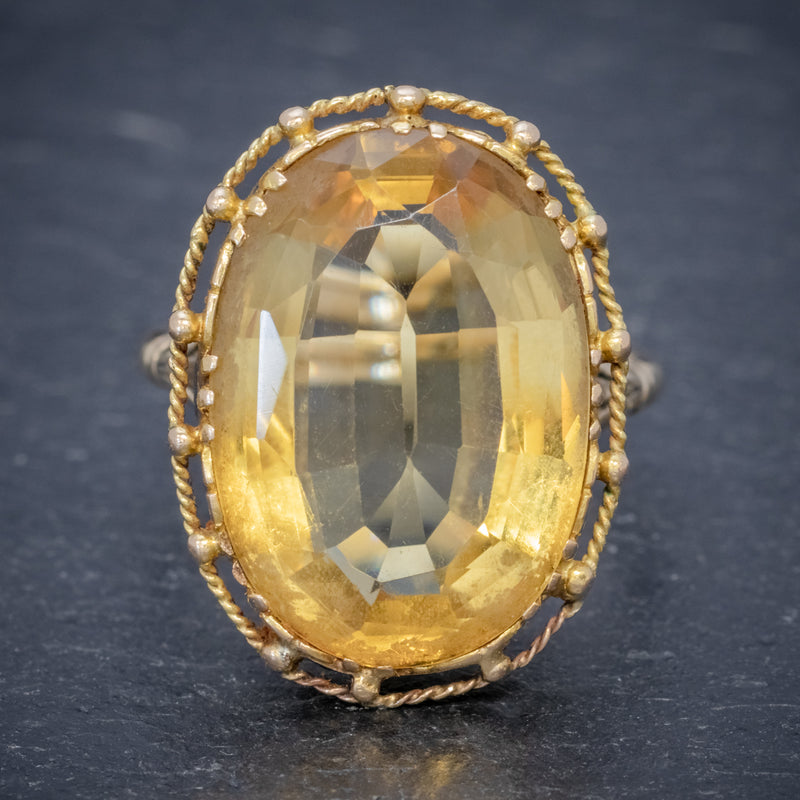 ANTIQUE VICTORIAN 12CT CITRINE RING 9CT GOLD CIRCA 1900 FRONT