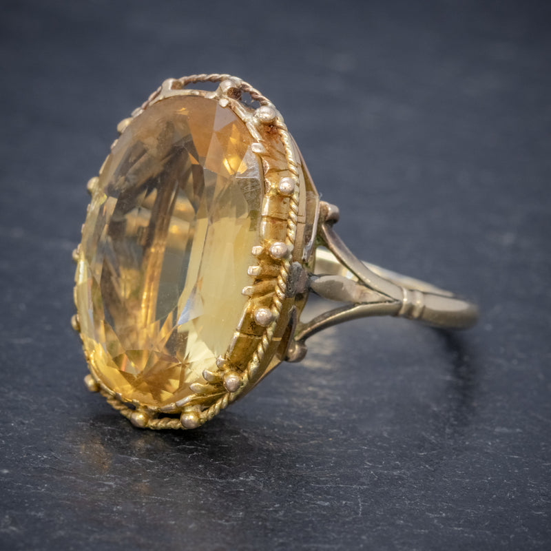 ANTIQUE VICTORIAN 12CT CITRINE RING 9CT GOLD CIRCA 1900 SIDE