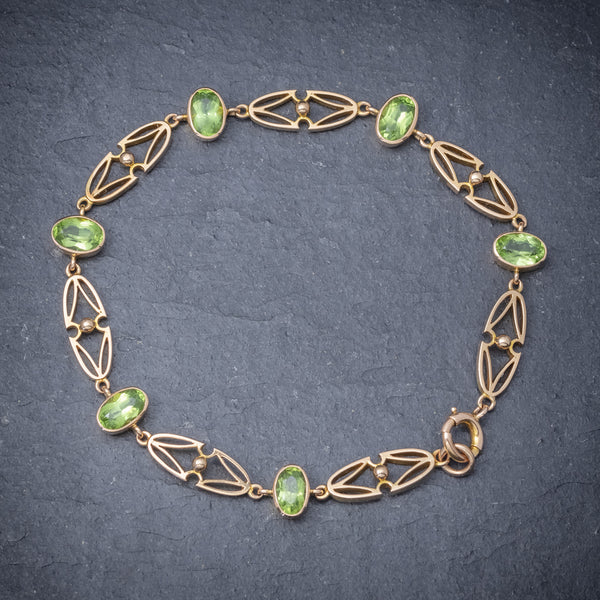 Antique Victorian 15ct Gold Peridot Necklace And Bracelet Set Circa 1900 BRACELET