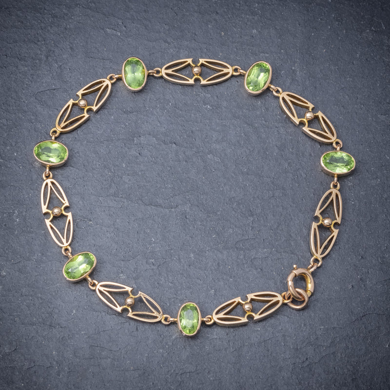 Antique Victorian 15ct Gold Peridot Necklace And Bracelet Set Circa 1900 BRACELET