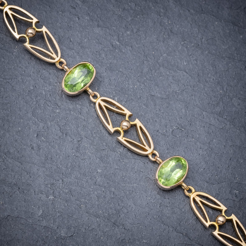 Antique Victorian 15ct Gold Peridot Necklace And Bracelet Set Circa 1900 STONES