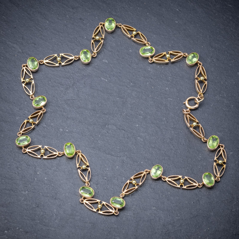 Art Nouveau Peridot Pendant, with pearls, circa 1900 - Aurum