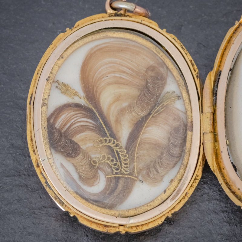 Antique Victorian 18ct Gold Locket Mourning Hair Circa 1860 HAIR