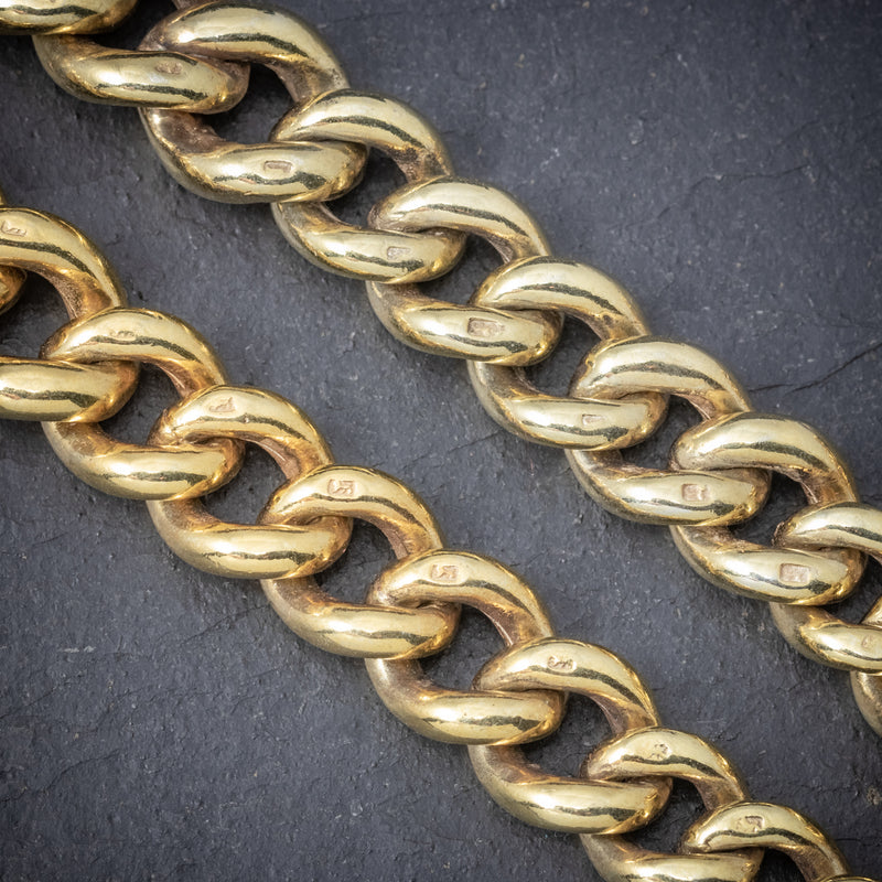 Antique Victorian Albert Chain 18ct Gold On Silver Necklace Dated 1900 chain