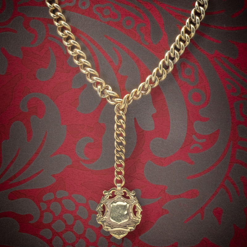 Antique Victorian Albert Chain 18ct Gold On Silver Necklace Dated 1900 cover