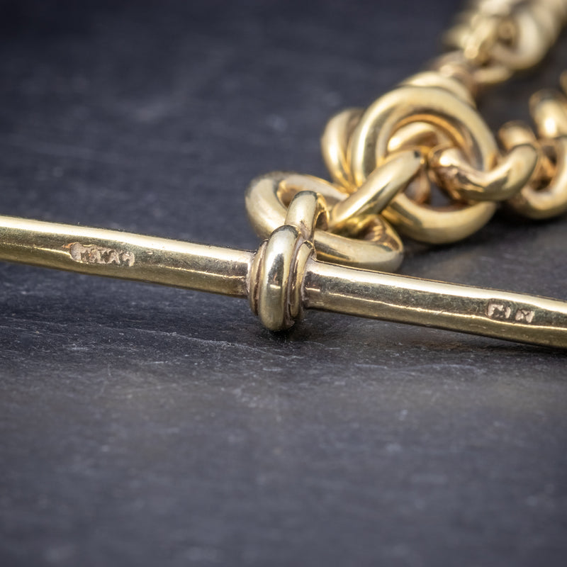 Antique Victorian Albert Chain 18ct Gold On Silver Necklace Dated 1900 stamps