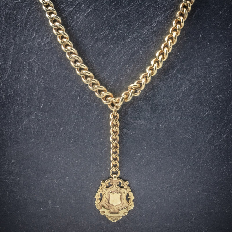 Antique Victorian Albert Chain 18ct Gold On Silver Necklace Dated 1900 neck