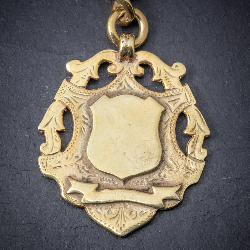 Antique Victorian Albert Chain 18ct Gold On Silver Necklace Dated 1900 pendant
