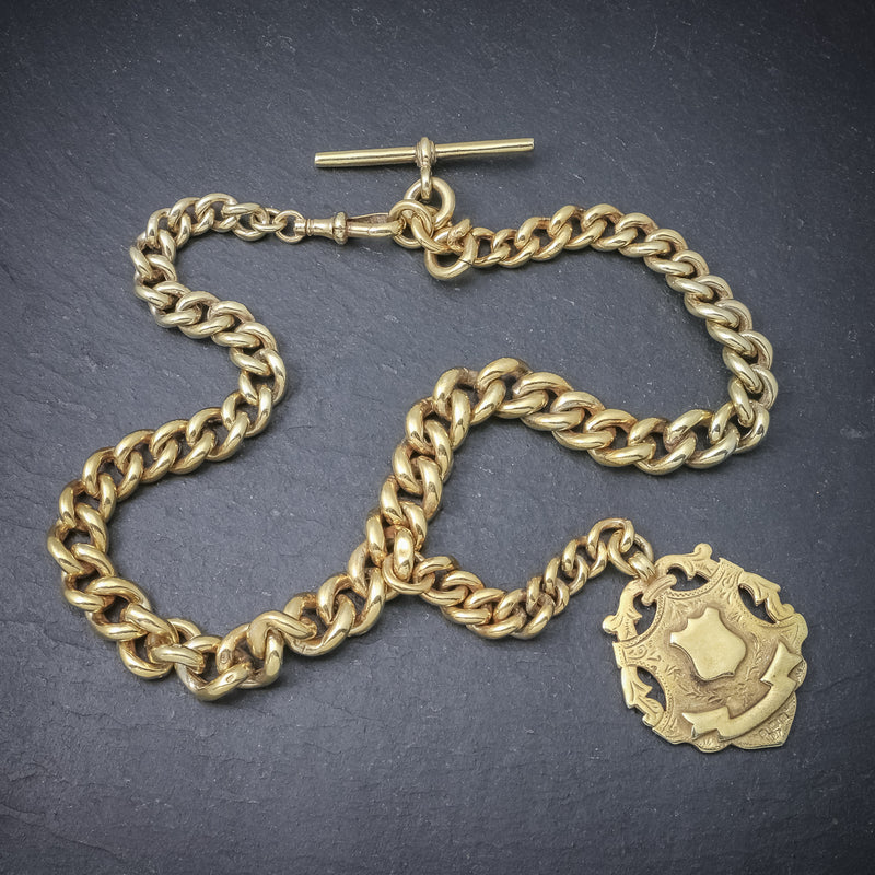 Antique Victorian Albert Chain 18ct Gold On Silver Necklace Dated 1900 top
