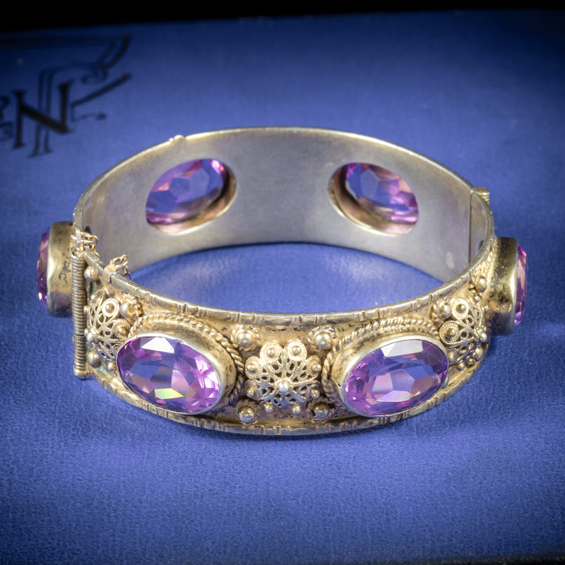 Antique Victorian Amethyst Bangle Gold Gilt Circa 1900 COVER