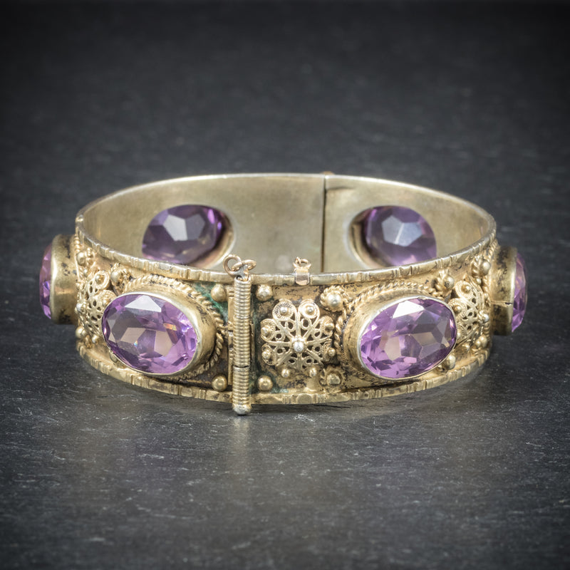 Antique Victorian Amethyst Bangle Gold Gilt Circa 1900 SIDE