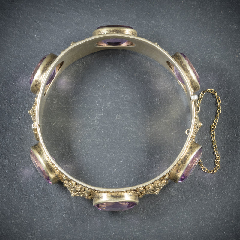 Antique Victorian Amethyst Bangle Gold Gilt Circa 1900 TOP