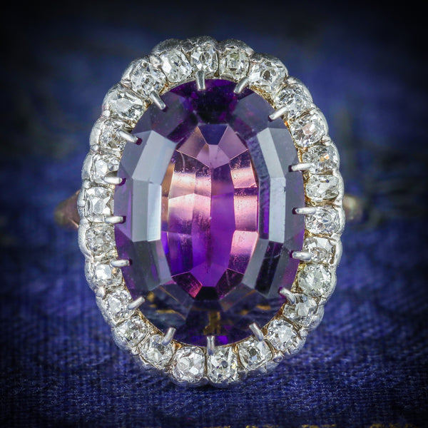 ANTIQUE VICTORIAN AMETHYST DIAMOND RING 9CT GOLD CIRCA 1900 COVER
