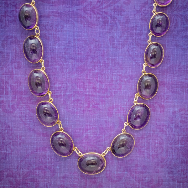 ANTIQUE VICTORIAN AMETHYST NECKLACE 15CT GOLD COLLAR CIRCA 1880 COVER