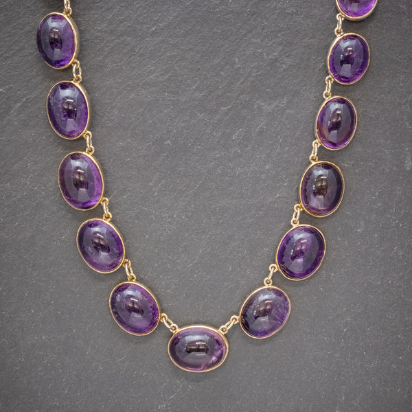 ANTIQUE VICTORIAN AMETHYST NECKLACE 15CT GOLD COLLAR CIRCA 1880 FRONT