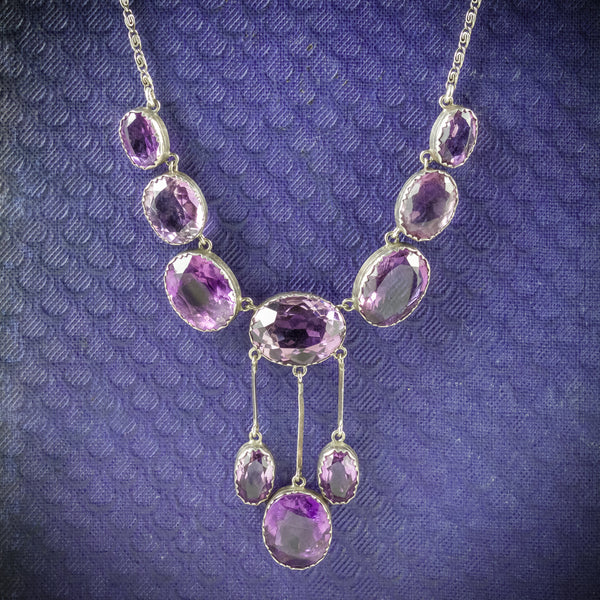 ANTIQUE VICTORIAN AMETHYST NECKLACE SILVER CIRCA 1900 COVER