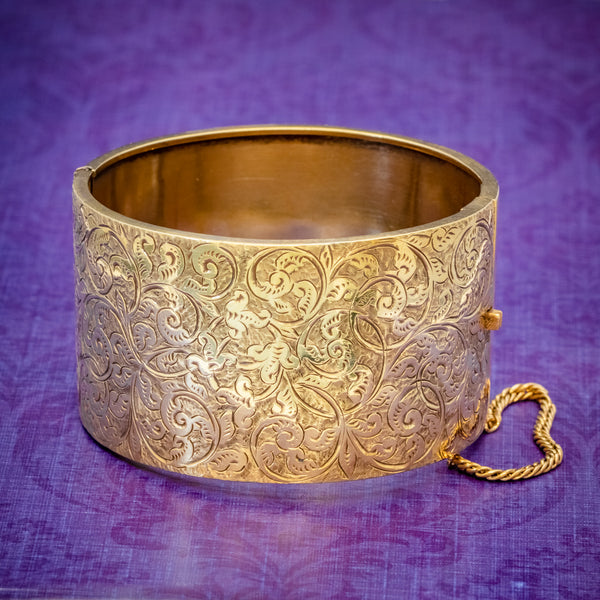 ANTIQUE VICTORIAN BANGLE 18CT GOLD ON SILVER CIRCA 1880 COVER