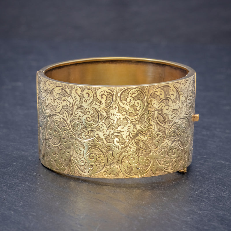 ANTIQUE VICTORIAN BANGLE 18CT GOLD ON SILVER CIRCA 1880 FRONT