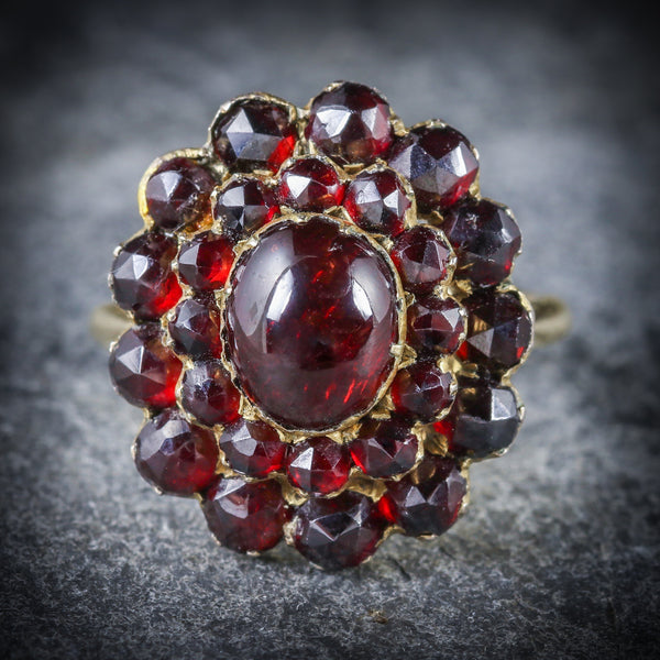 ANTIQUE VICTORIAN BOHEMIAN GARNET RING CIRCA 1880 FRONT