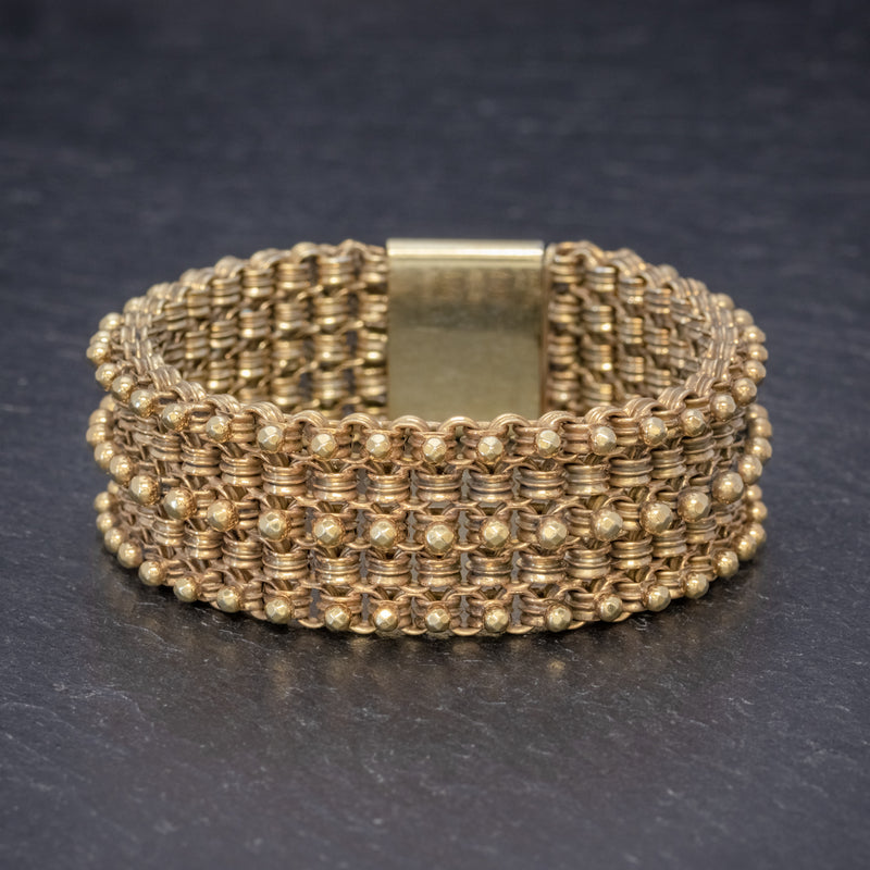ANTIQUE VICTORIAN BRACELET 18CT GOLD ON SILVER CIRCA 1880 BACK