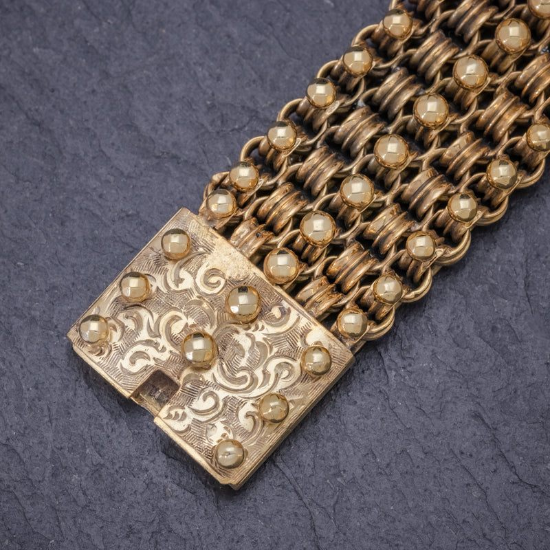ANTIQUE VICTORIAN BRACELET 18CT GOLD ON SILVER CIRCA 1880 CLASP