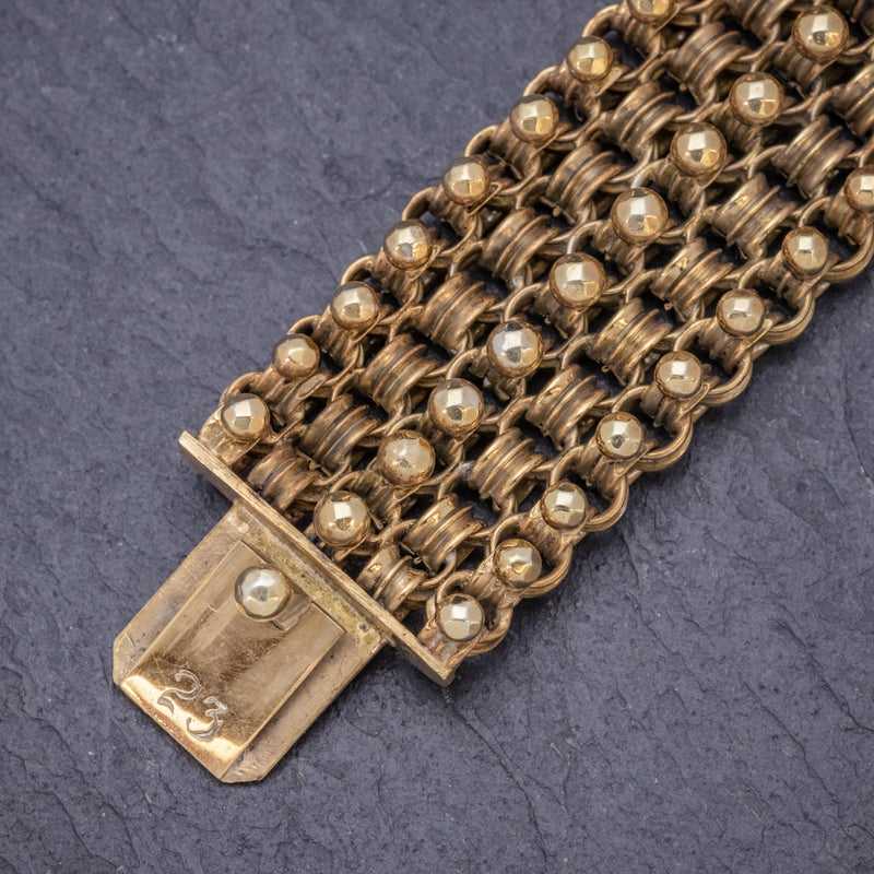 ANTIQUE VICTORIAN BRACELET 18CT GOLD ON SILVER CIRCA 1880 CLASP 2