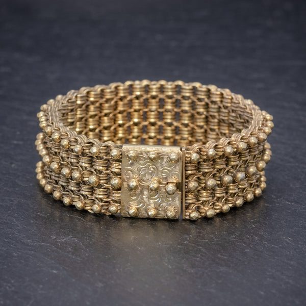 ANTIQUE VICTORIAN BRACELET 18CT GOLD ON SILVER CIRCA 1880 FRONT