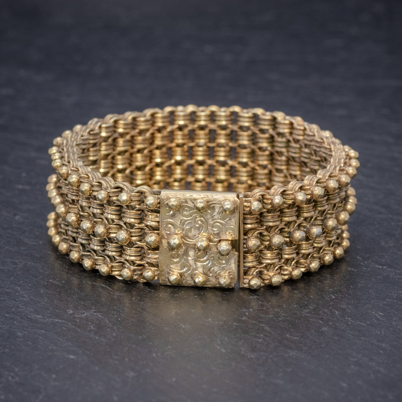 ANTIQUE VICTORIAN BRACELET 18CT GOLD ON SILVER CIRCA 1880 FRONT
