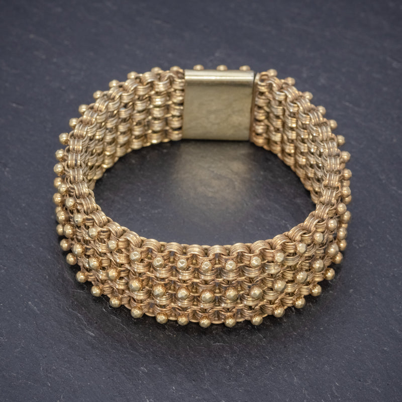 ANTIQUE VICTORIAN BRACELET 18CT GOLD ON SILVER CIRCA 1880 TOP