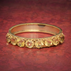 ANTIQUE VICTORIAN CITRINE BANGLE SILVER 18CT GOLD GILT CIRCA 1900 COVER