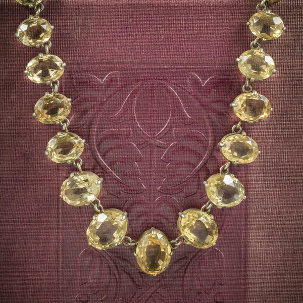 Antique Victorian Citrine Necklace Gold Gilt Circa 1900 COVER