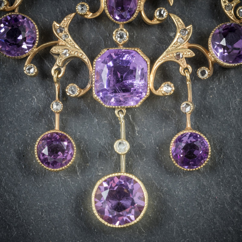 ANTIQUE VICTORIAN DIAMOND AMETHYST PENDANT 18CT GOLD CIRCA 1890