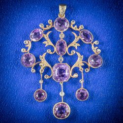 ANTIQUE VICTORIAN DIAMOND AMETHYST PENDANT 18CT GOLD CIRCA 1890 COVER