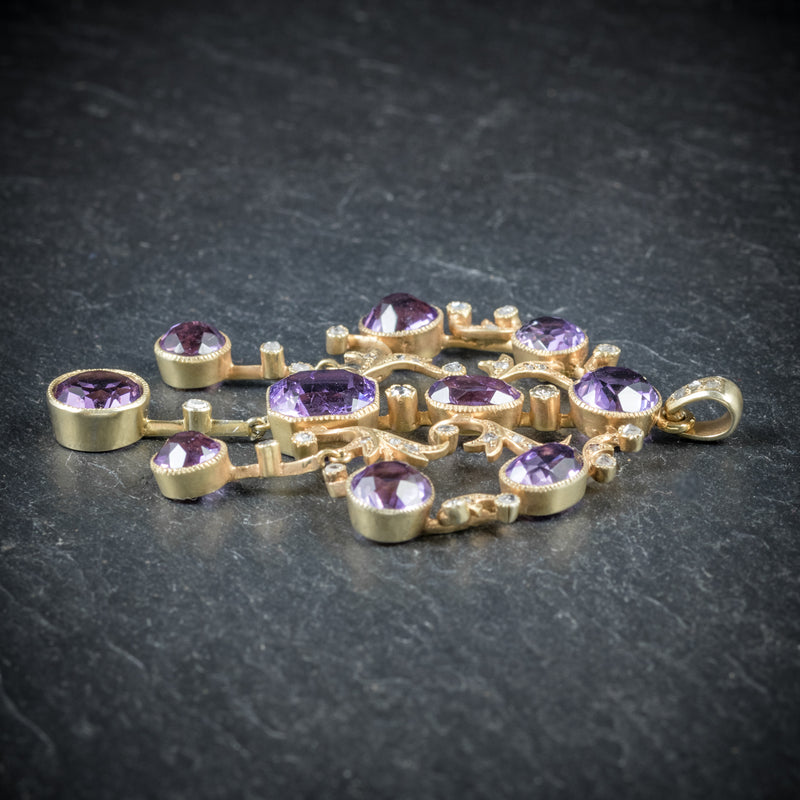 ANTIQUE VICTORIAN DIAMOND AMETHYST PENDANT 18CT GOLD CIRCA 1890