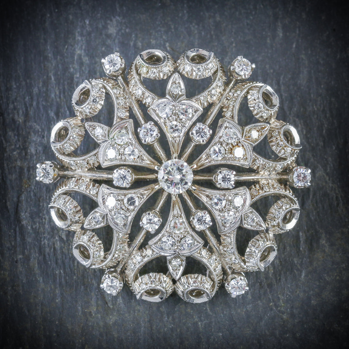 Antique Victorian Diamond Brooch 18ct White Gold Circa 1900 Antique Jewellery Online